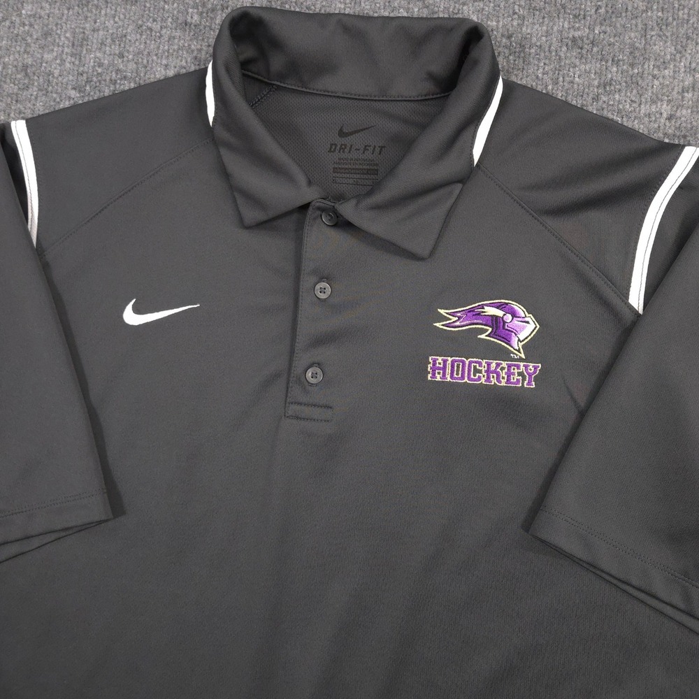 Nike Saint Michaels College Purple Knights Hockey Polo Mens XL Gray Performance